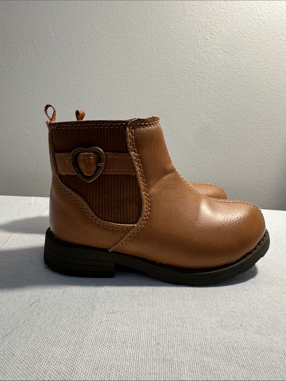 Carter's Girls' Brown Chelsea Boots with Heart Buckle